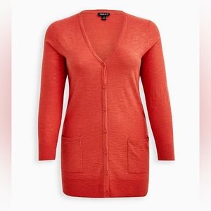 Torrid 2X Boyfriend Slub Cardigan - Orange